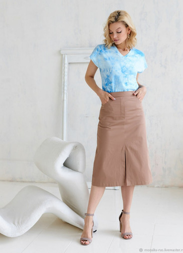 Юбка из хлопка сатина Беж